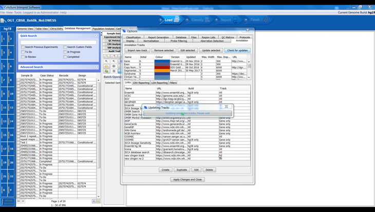 CytoSure Interpret aCGH software - Updating annotation tracks (2 minutes) Image