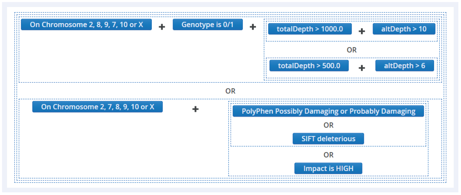 A schematic showing the types of filters that can be generated for use within Interpret NGS Analysis Software.