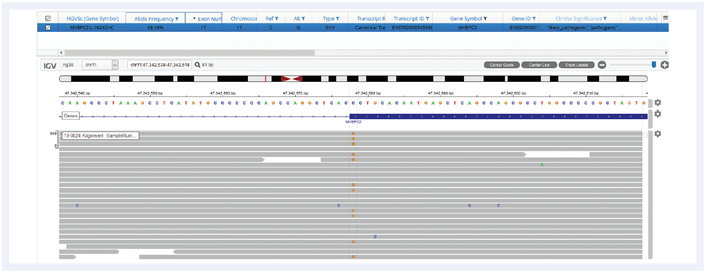 Figure 7: Detection of an SNV in the MYBPC3 gene